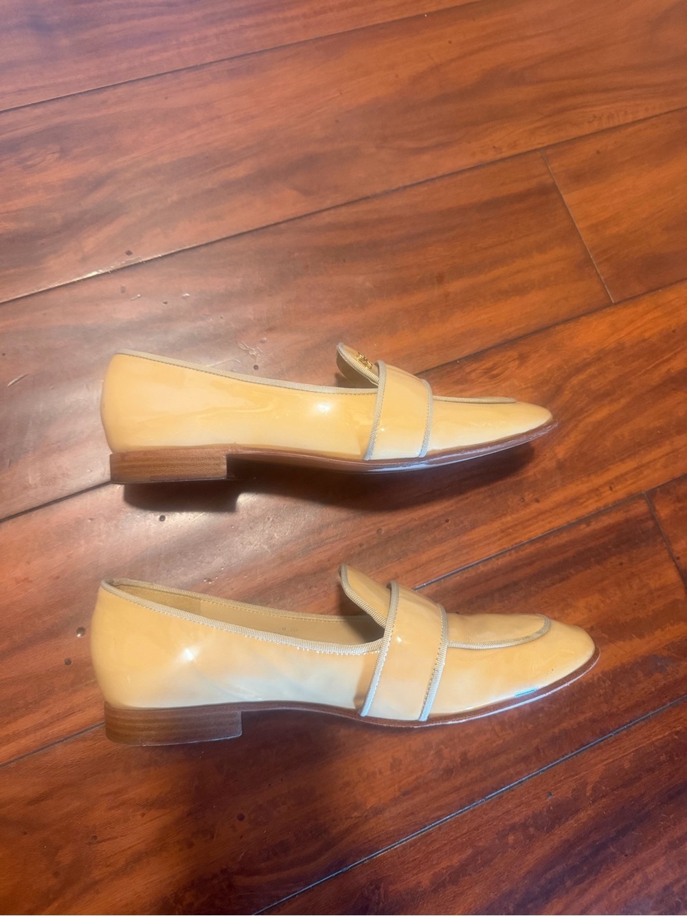 Tory Burch Beige Patent Leather Penny Loafers - Picture 4 of 10